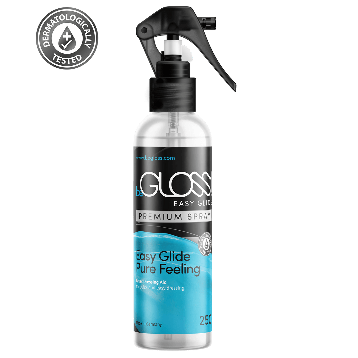 beGLOSS! Easy Glide Premium Spray - Latex Dressing Aid (Different tops avalible)