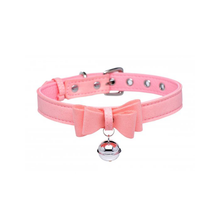 Load image into Gallery viewer, Pink Kitty Cat Bell Collar - Pink/Silver