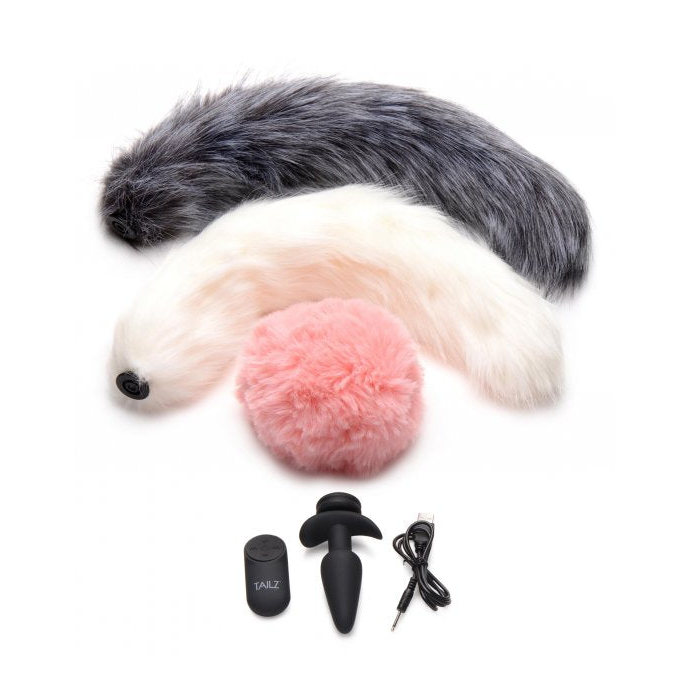 Vibrating Silicone Anal Plug with 3 Interchangeable Tails Maus-Tec Vibrating Silicone Anal Plug with 3 Interchangeable Tails Maus-Tec