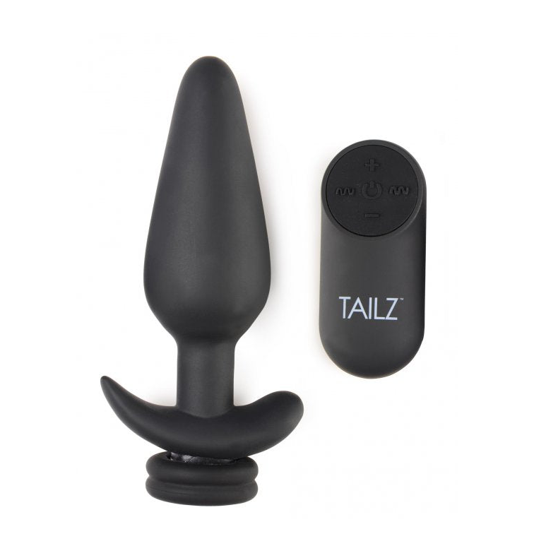 Interchangeable 10X Vibrating Silicone Anal Plug with Remote - Large