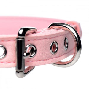 Pink Kitty Cat Bell Collar - Pink/Silver